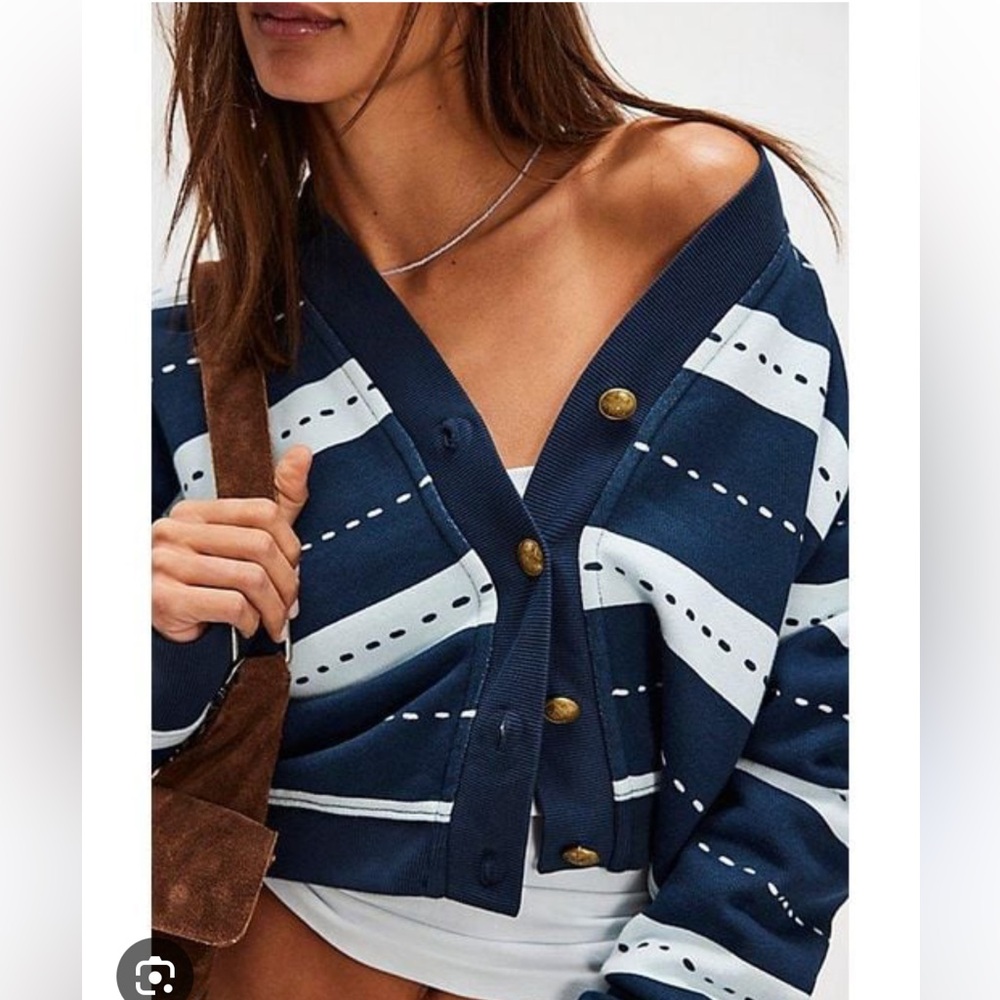 NWT Free People Grace Printed Cardi - Frost Combo